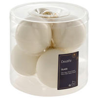 CHRISTBAUMKUGEL-SET 8 cm  - Weiß, KONVENTIONELL, Glas (8cm)