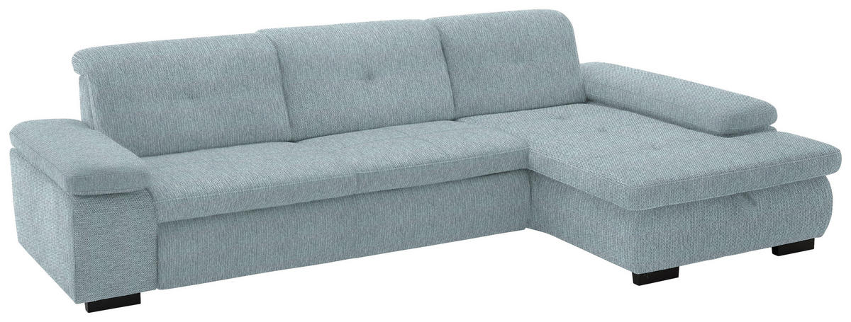 ECKSOFA in Flachgewebe Türkis  - Türkis/Schwarz, Design, Textil/Metall (297/174cm) - Beldomo Style