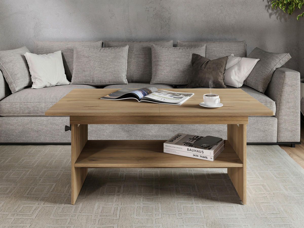 COUCHTISCH 110-140/65/51,5-61,5 cm rechteckig Eichefarben  - Eichefarben, KONVENTIONELL, Holzwerkstoff (110-140/65/51,5-61,5cm) - Xora