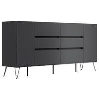 SIDEBOARD Posseik Industrial 199/93,6/42 cm 6 Schublade(n)  - Graphitfarben/Schwarz, Design, Holzwerkstoff/Metall (199/93,6/42cm) - P & B