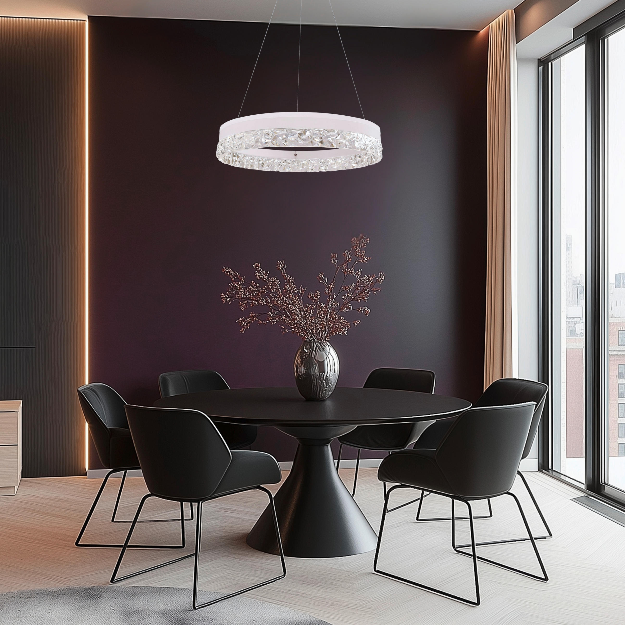 LED-PENDELLEUCHTE 50/50/120 cm  - Transparent/Weiß, Design, Kunststoff/Metall (50/50/120cm)