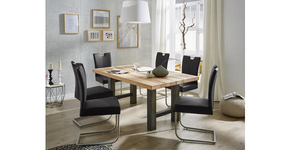 ESSTISCH in Holz, Metall 180/100/75 cm - Eichefarben/Schwarz, Design, Holz/Metall (180/100/75cm) - Valnatura
