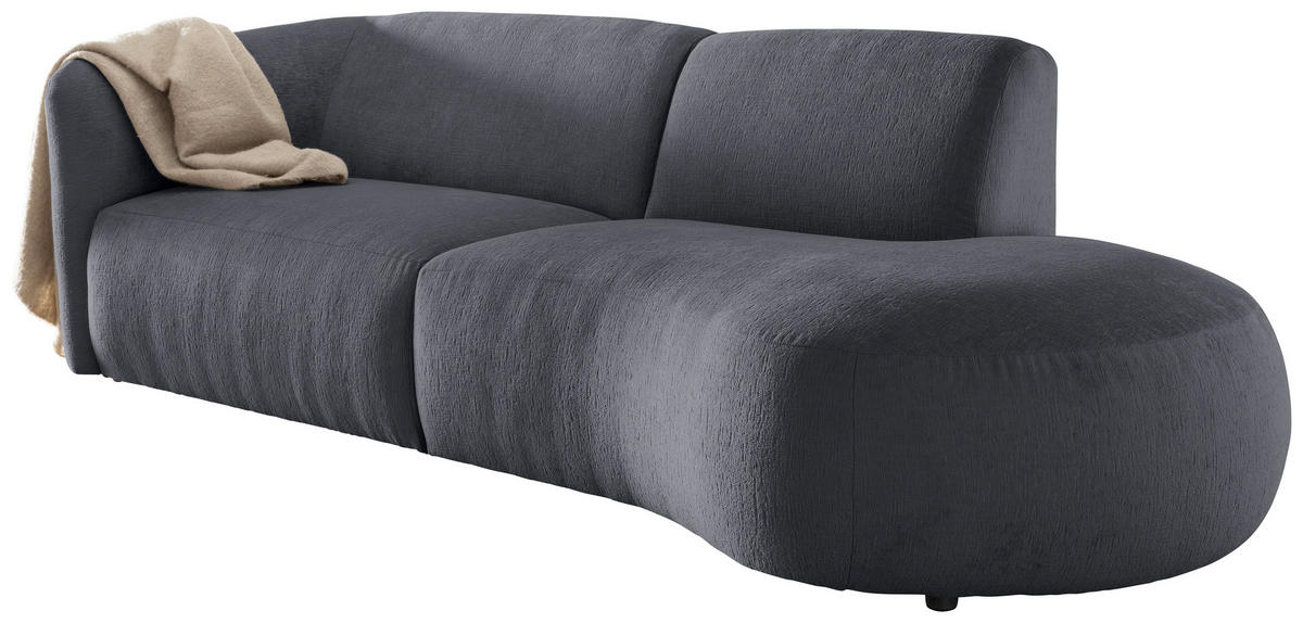 ECKSOFA in Mikrofaser Anthrazit  - Anthrazit/Schwarz, Modern, Kunststoff/Textil (238/107cm) - Livetastic