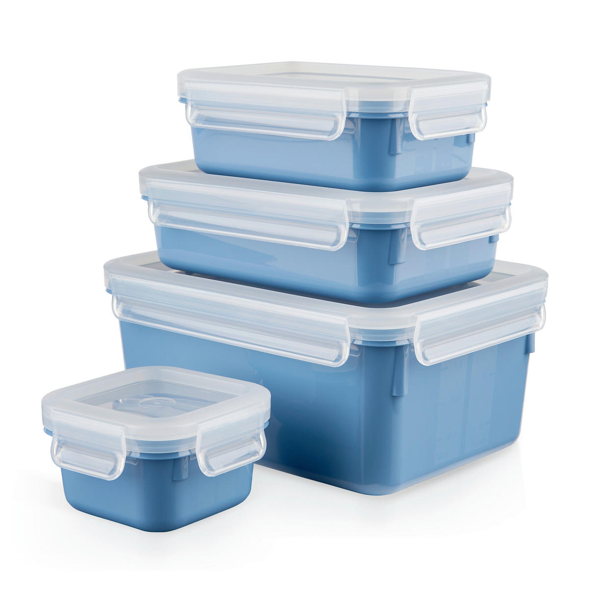 FRISCHHALTEDOSENSET CLIP & CLOSE COLOR EDITION 4-teilig  - Blau/Transparent, Basics, Kunststoff (22,6/16,7/9,9cm) - Emsa