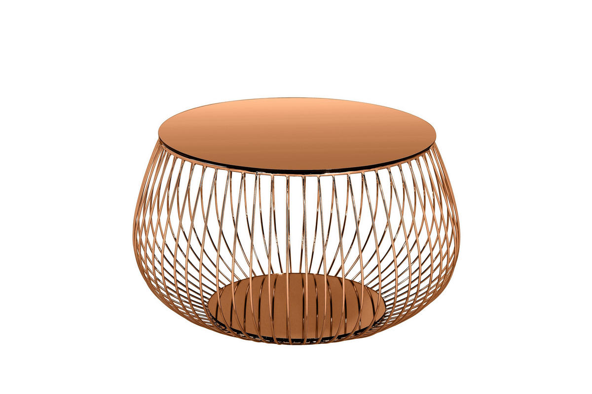 COUCHTISCH in Metall, Glas 72/72/42 cm  - Roségold, Design, Glas/Metall (72/72/42cm) - Livetastic
