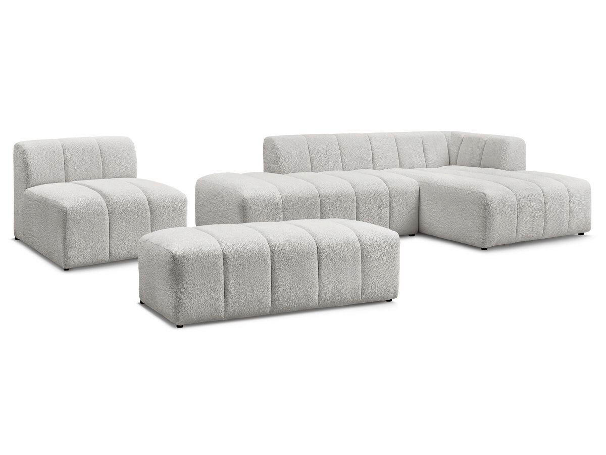 ECKSOFA Ottomane rechts  ANNECY Hellgrau Bouclé  - Hellgrau/Schwarz, MODERN, Kunststoff/Textil (262/170cm)