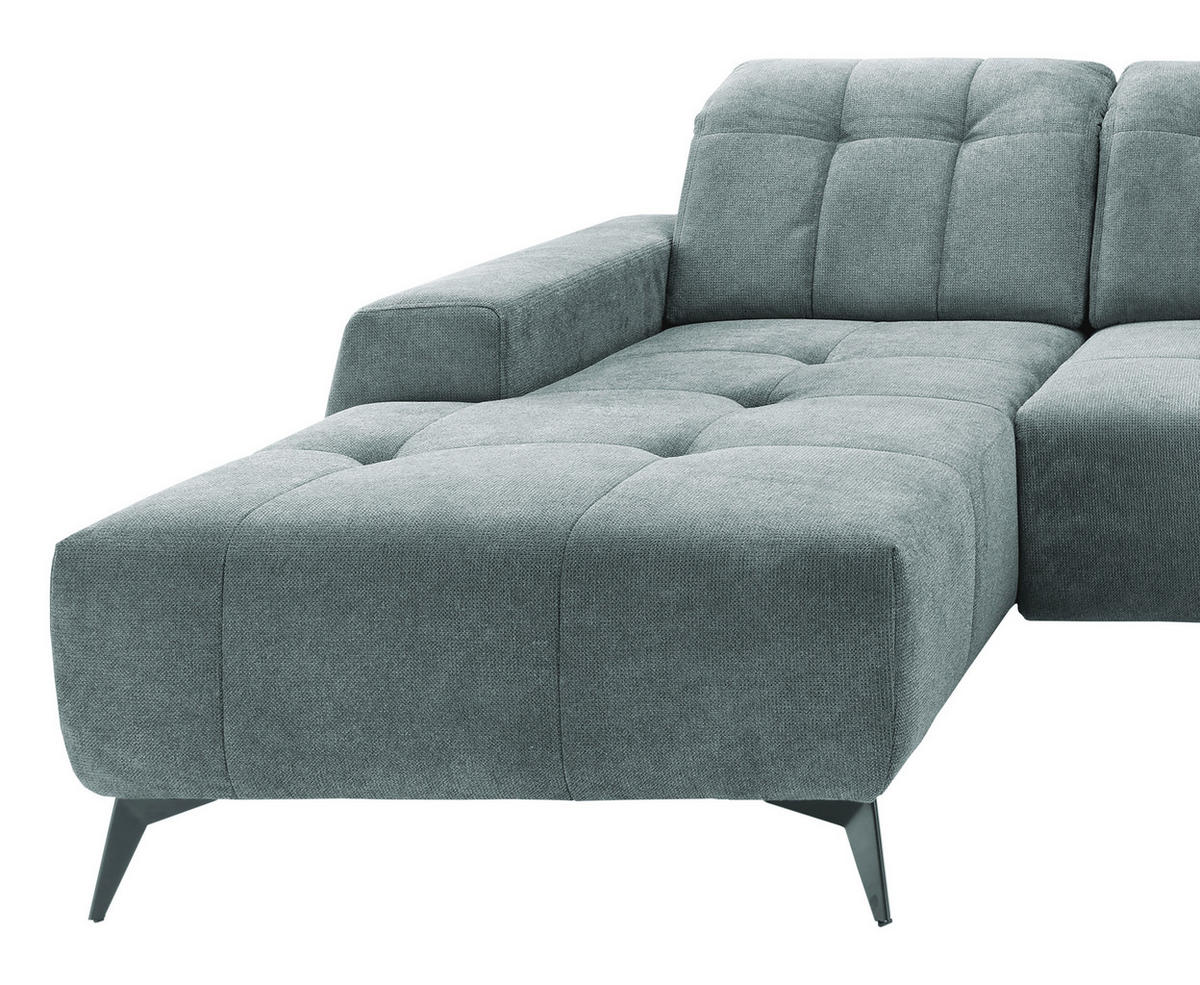 WOHNLANDSCHAFT SANO in Chenille Mintgrau  - Mintgrau/Schwarz, MODERN, Textil/Metall (200/337/180cm) - Livetastic