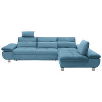 ECKSOFA Hellblau Webstoff  - Chromfarben/Hellblau, Design, Textil/Metall (310/203cm) - Xora