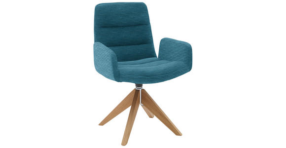 ARMLEHNSTUHL  in Cord  - Petrol/Naturfarben, Design, Holz/Textil (61/88/66cm) - Dieter Knoll