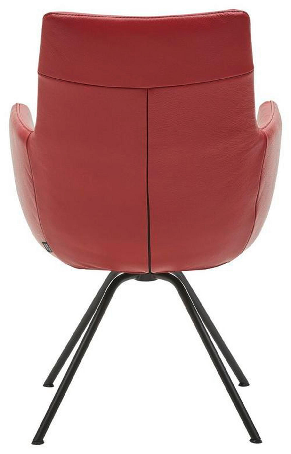 ARMLEHNSTUHL  in Stahl  - Schwarz/Dunkelrot, Design, Leder/Metall (60/90/61cm) - Dieter Knoll