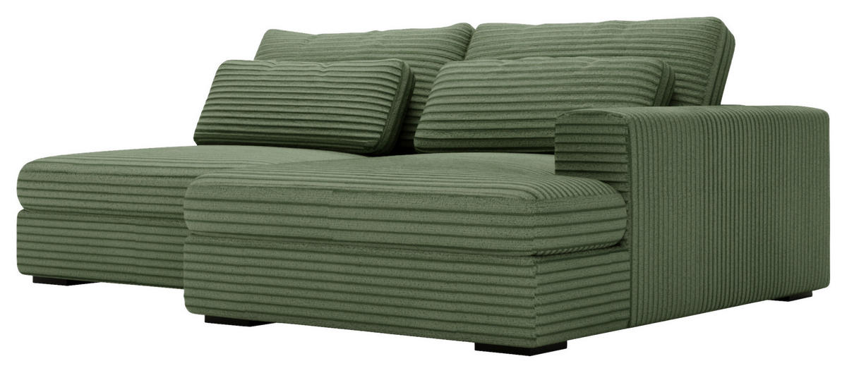 ECKSOFA in Cord Grün  - Schwarz/Grün, Design, Kunststoff/Textil (223/158cm) - Lomoco