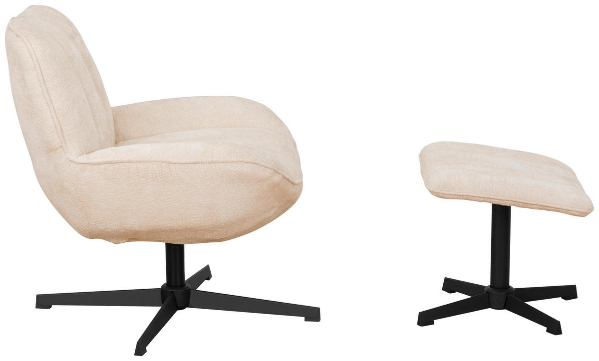 SESSELSET Samt    - Beige/Schwarz, Design, Textil/Metall (75/73/77cm) - Livetastic