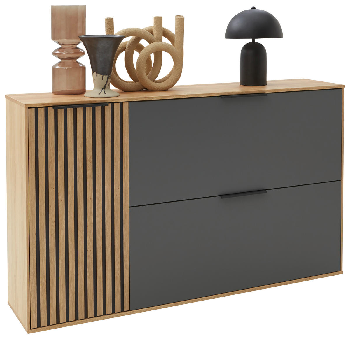 HÄNGESCHUHSCHRANK Eiche, Asteiche furniert, teilmassiv Grau, Eichefarben, Eiche Bianco  - Eiche Bianco/Eichefarben, Design, Holz/Holzwerkstoff (140/83/31cm) - Dieter Knoll
