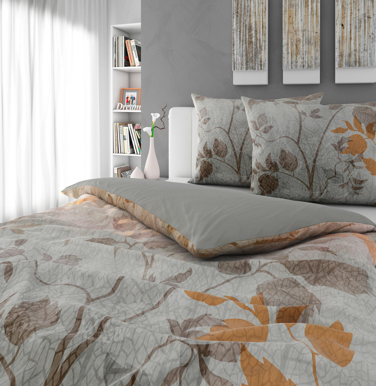 OBOJESTRANSKA POSTELJNINA ROSALIE 200/200 cm saten zlate barve  - zlate barve, Design, tekstil (200/200cm) - Novel