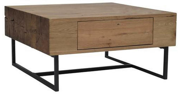 COUCHTISCH Eiche furniert, massiv quadratisch Schwarz, Eichefarben 80/79,4/40 cm  - Eichefarben/Schwarz, Design, Holz/Holzwerkstoff (80/79,4/40cm) - Novel