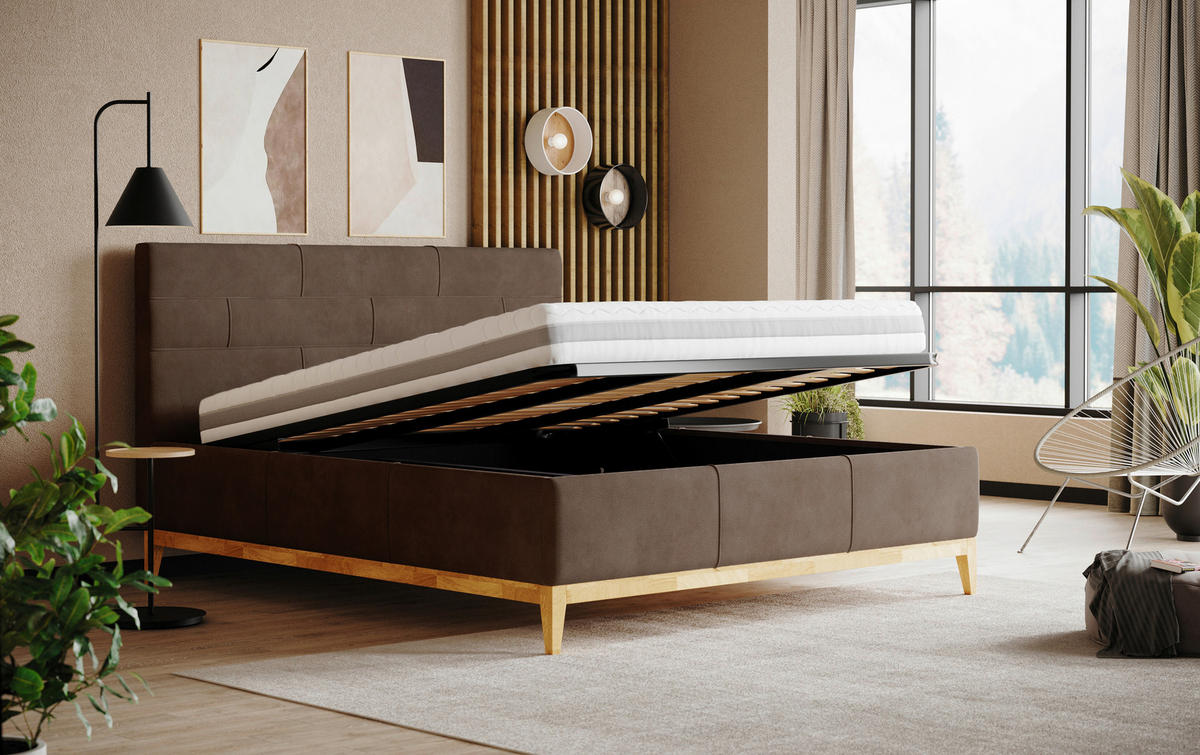 POLSTERBETT 160/200 cm  in Taupe  - Taupe/Weiss, Modern, Holz/Holzwerkstoff (160/200cm) - MID.YOU