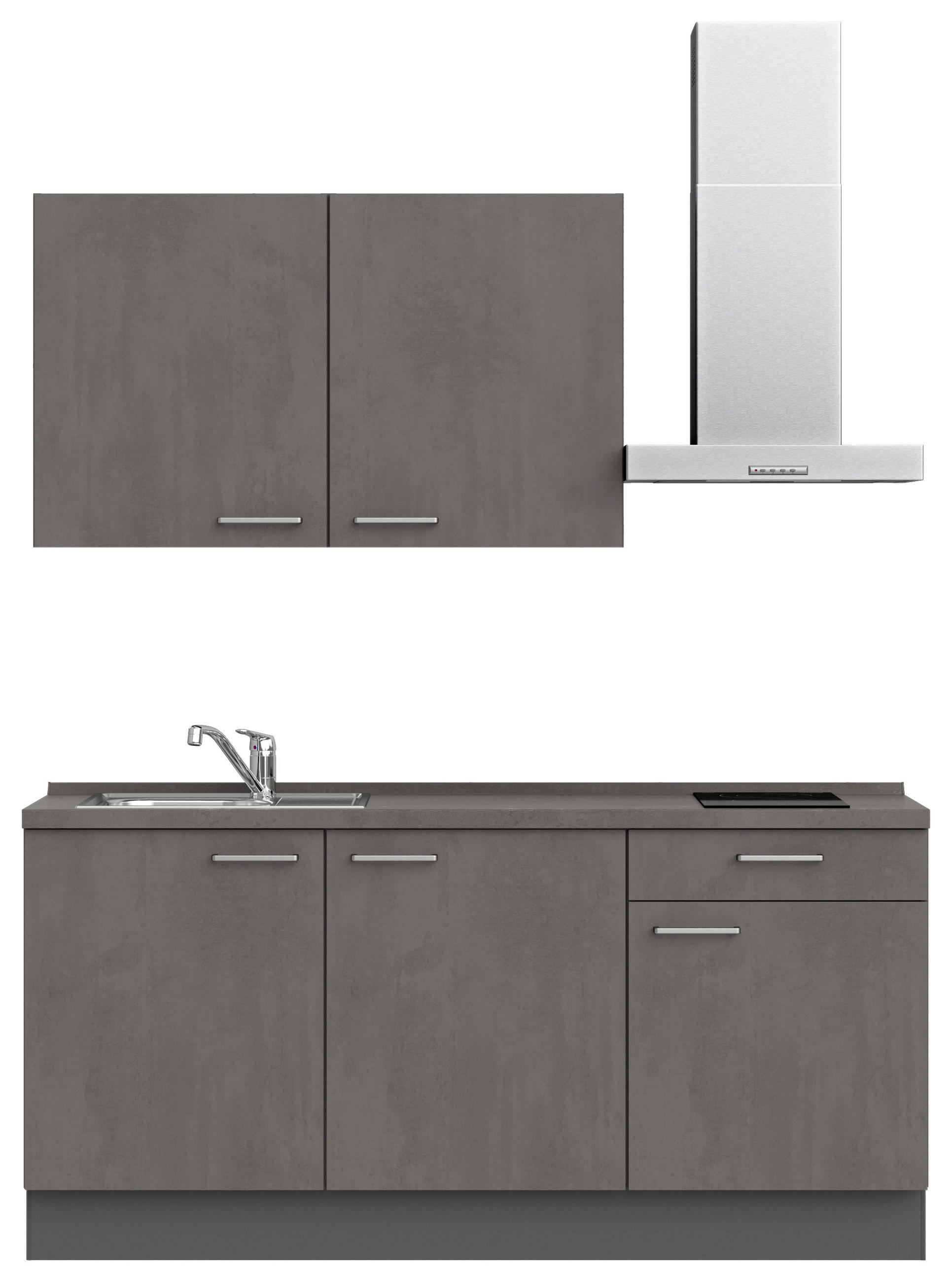 KÜCHENBLOCK 180 cm   in Schieferfarben  - Schieferfarben/Edelstahlfarben, MODERN, Holzwerkstoff/Metall (180cm) - Nobilia