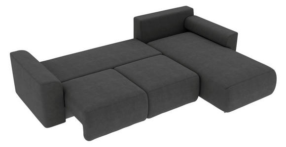 ECKSOFA  in Velours Dunkelgrau  293/195 cm  - Chromfarben/Dunkelgrau, KONVENTIONELL, Kunststoff/Textil (293/195cm) - Carryhome