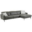 ECKSOFA Anthrazit Echtleder Kopfteilverstellung  - Anthrazit/Schwarz, Design, Leder/Metall (323/179cm) - Dieter Knoll