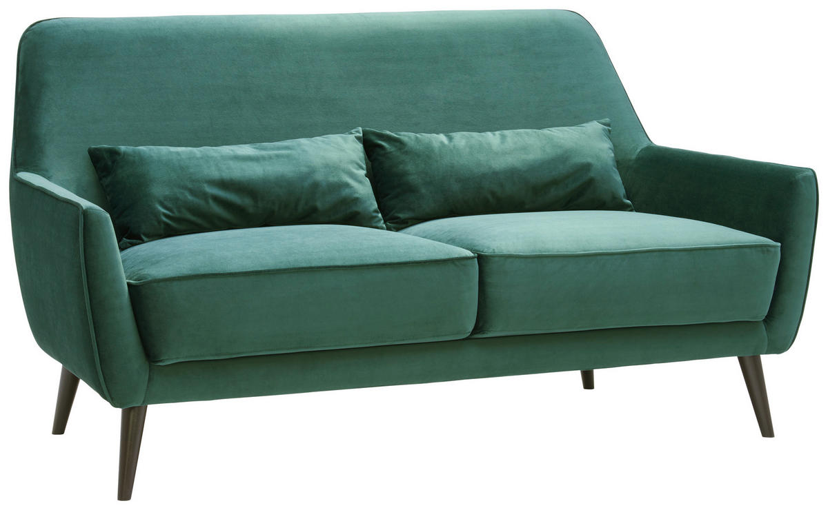3-SITZER-SOFA Mikrofaser Grün  - Schwarz/Grün, Trend, Holz/Textil (160/86/80cm) - MID.YOU