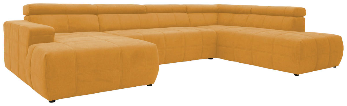 WOHNLANDSCHAFT in Mikrofaser Orange  - Schwarz/Orange, Design, Kunststoff/Textil (175/359/228cm) - MID.YOU