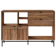 SIDEBOARD Sheesham massiv Braun, Honig Einlegeböden  - Schwarz/Braun, Design, Holz/Metall (140/93/38cm) - Carryhome