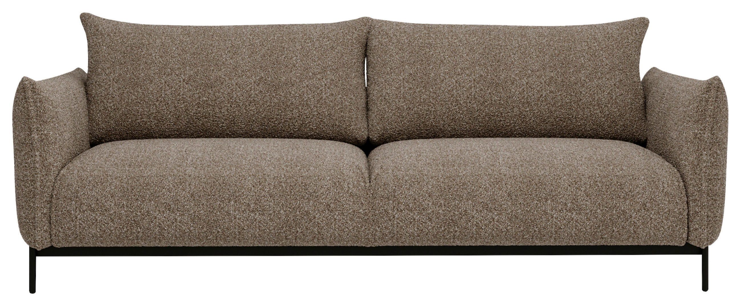 SOFA Chenille Hellbraun  - Hellbraun/Schwarz, Design, Textil/Metall (223/96/95cm) - Livetastic