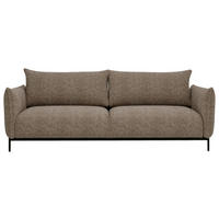 SOFA Chenille Hellbraun  - Hellbraun/Schwarz, Design, Textil/Metall (223/96/95cm) - Livetastic