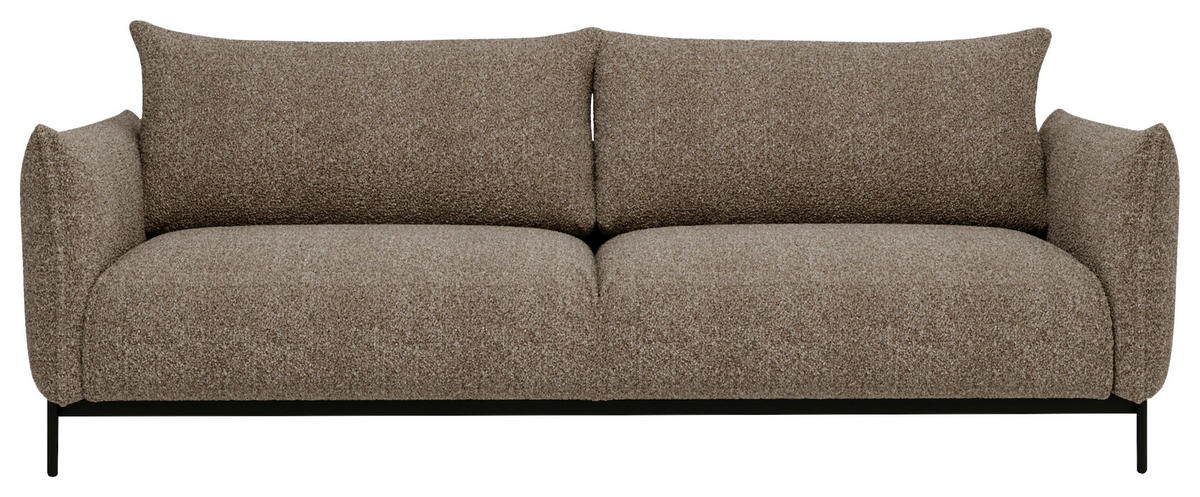 SOFA Chenille Hellbraun  - Hellbraun/Schwarz, Design, Textil/Metall (223/96/95cm) - Livetastic