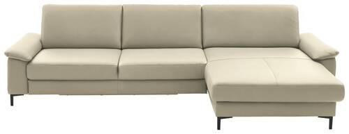 ECKSOFA in Echtleder Creme, Naturfarben  - Creme/Schwarz, Design, Leder/Metall (334/176cm) - Dieter Knoll
