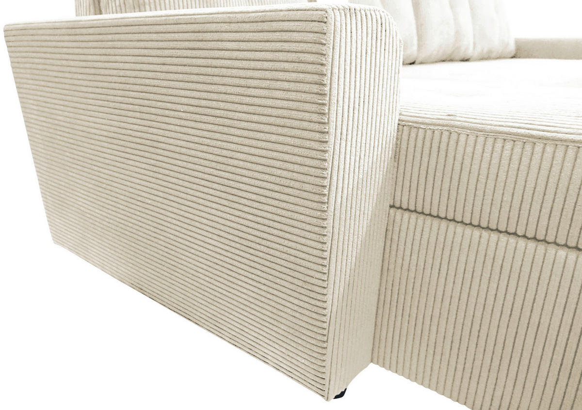 WOHNLANDSCHAFT in Cord Beige  - Beige/Schwarz, Design, Kunststoff/Textil (155/294/155cm) - MID.YOU