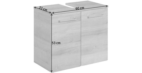 WASCHBECKENUNTERSCHRANK 60/53/33 cm  - Chromfarben/Eichefarben, KONVENTIONELL, Holzwerkstoff/Metall (60/53/33cm) - Xora