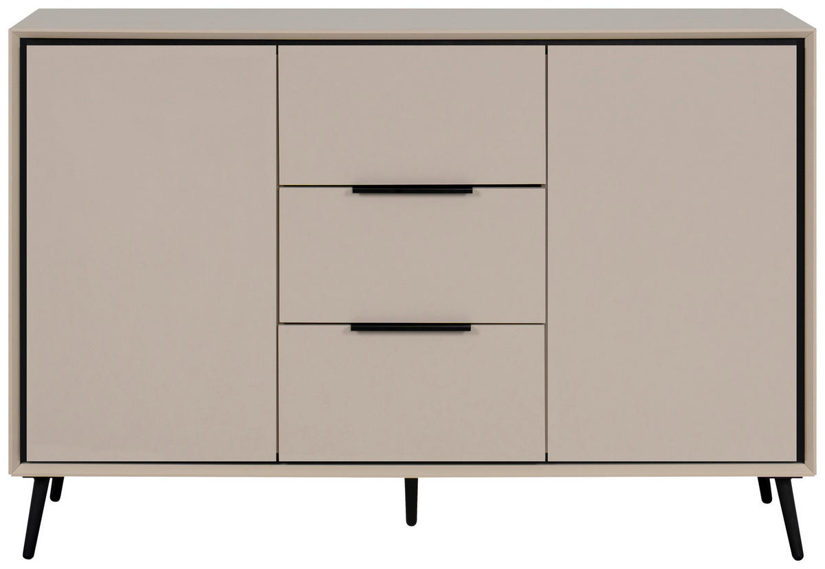 KOMMODE 135/90/38 cm  in Schwarz, Sandfarben  - Sandfarben/Schwarz, Konventionell, Holzwerkstoff/Kunststoff (135/90/38cm) - Livetastic