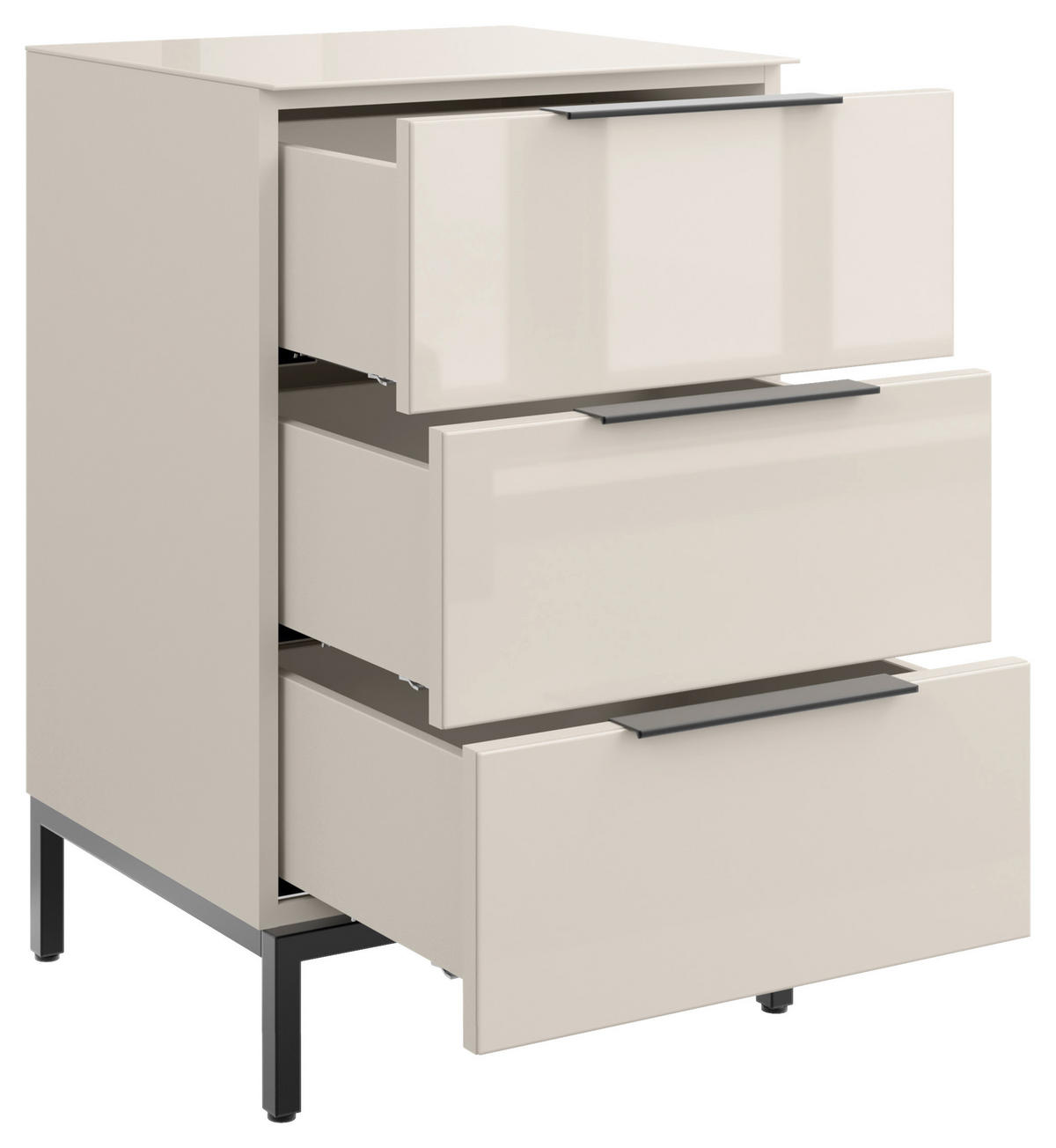 NACHTSCHRANK 45/60/40 cm  - Kaschmir/Schwarz, Basics, Glas/Holzwerkstoff (45/60/40cm)