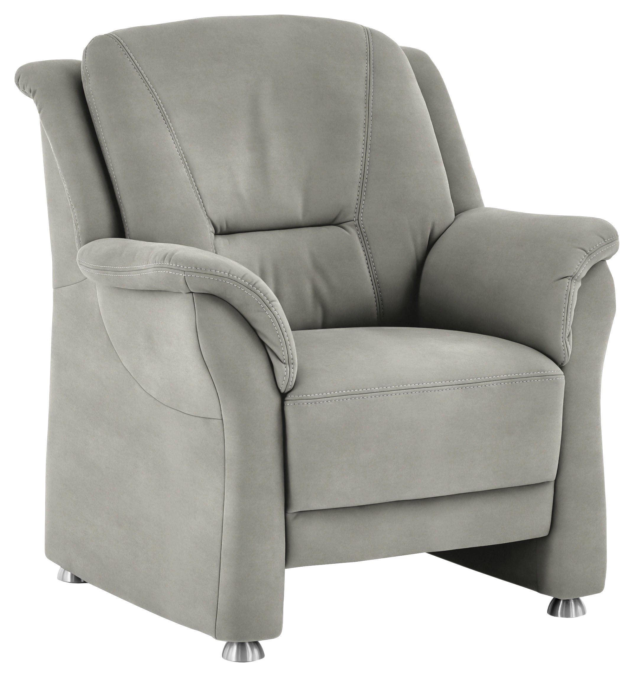 SESSEL in Mikrofaser Silberfarben  - Beige/Silberfarben, Konventionell, Textil/Metall (90/100/92cm) - Beldomo Comfort