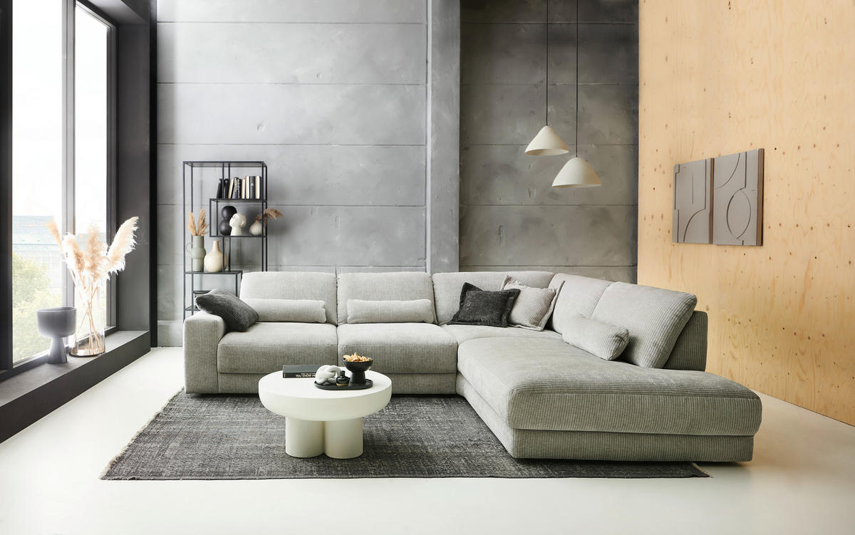 ECKSOFA in Chenille, Jacquard Silberfarben  - Silberfarben/Schwarz, Design, Kunststoff/Textil (316/242cm) - Niels Andersson