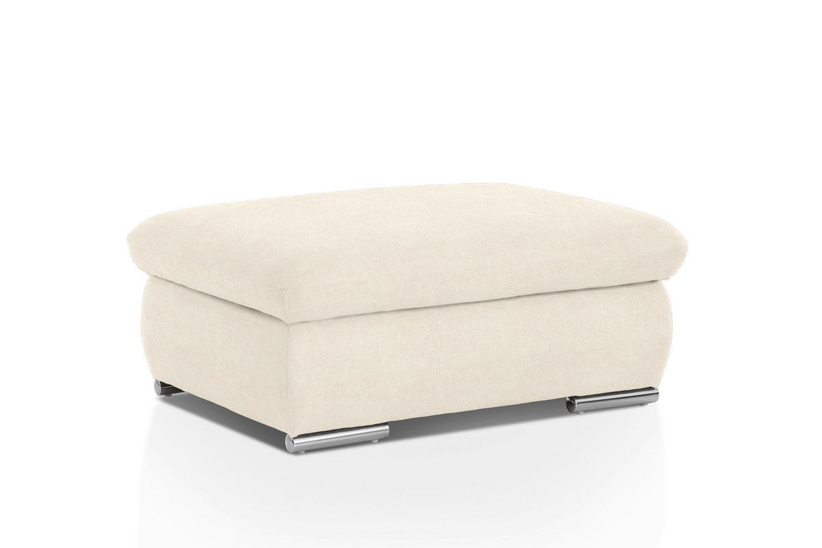 HOCKER Chenille Creme  - Chromfarben/Creme, Design, Textil/Metall (101/45/74cm) - Livetastic