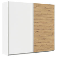 SCHWEBETÜRENSCHRANK  in Weiß, Eiche Artisan  - Alufarben/Weiß, KONVENTIONELL, Holzwerkstoff/Metall (225/210/62cm) - Xora