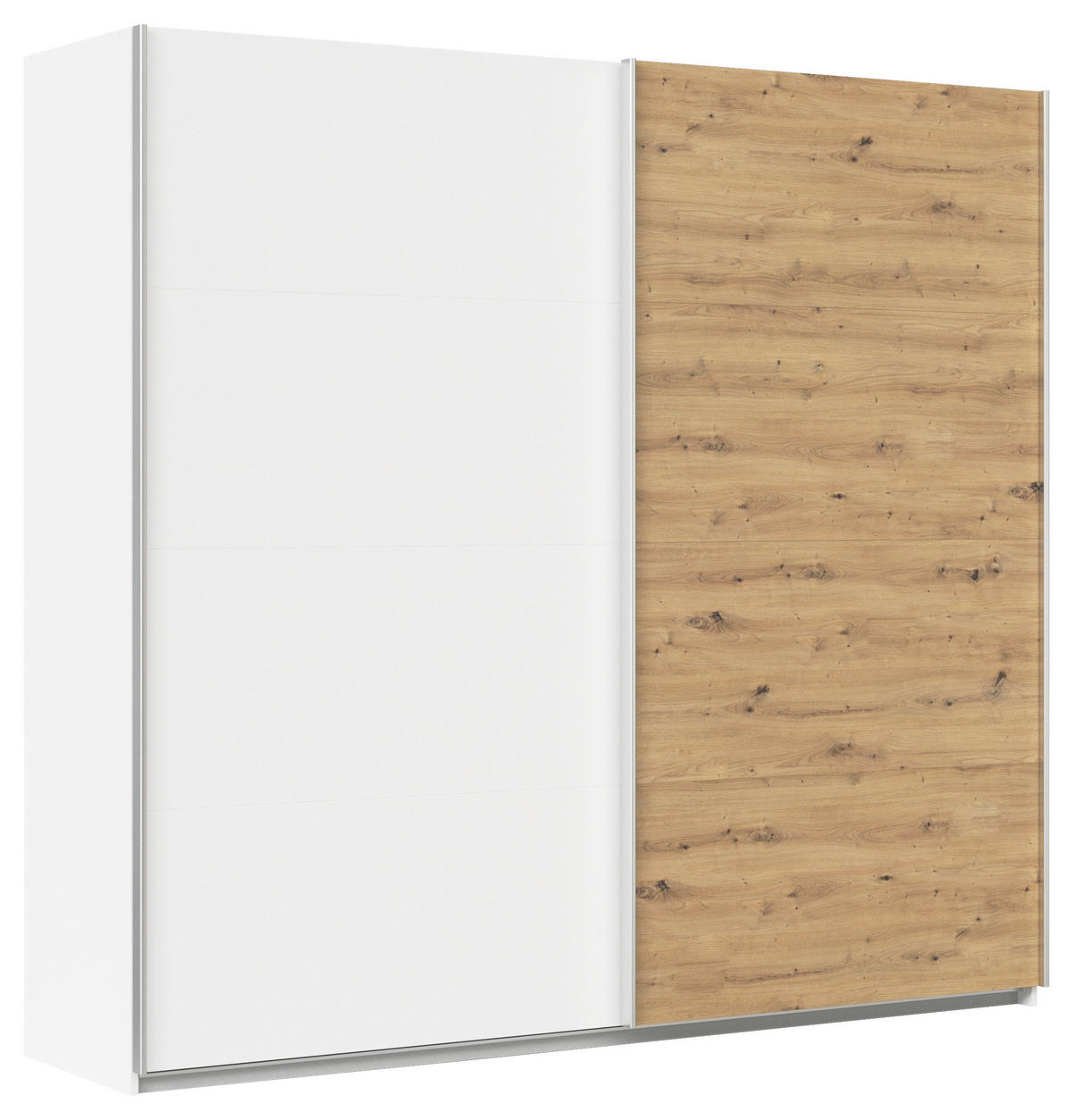SCHWEBETÜRENSCHRANK  in Weiß, Eiche Artisan  - Alufarben/Weiß, KONVENTIONELL, Holzwerkstoff/Metall (225/210/62cm) - Xora