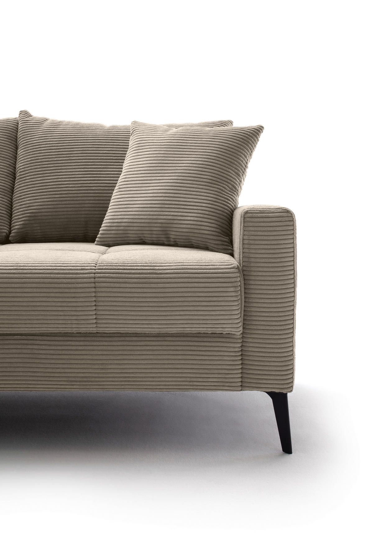 ECKSOFA Taupe Cord  - Taupe/Schwarz, KONVENTIONELL, Textil/Metall (173/280cm) - Hom`in