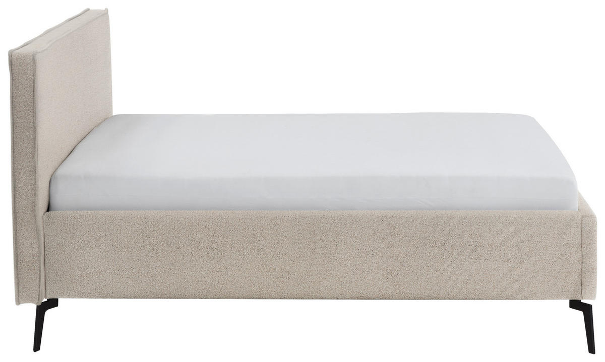 POLSTERBETT 140/200 cm  in Beige  - Beige/Schwarz, Design, Textil/Metall (140/200cm) - home24