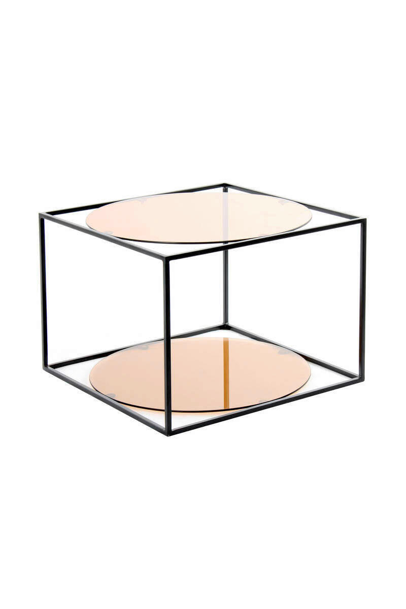 ODKLÁDACÍ STOLEK, černá, terracotta - černá/terracotta, Basics, kov/sklo (50/50/36cm)