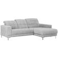 ECKSOFA in Webstoff Hellgrau  260/187 cm  - Chromfarben/Hellgrau, Design, Textil/Metall (260/187cm) - Xora