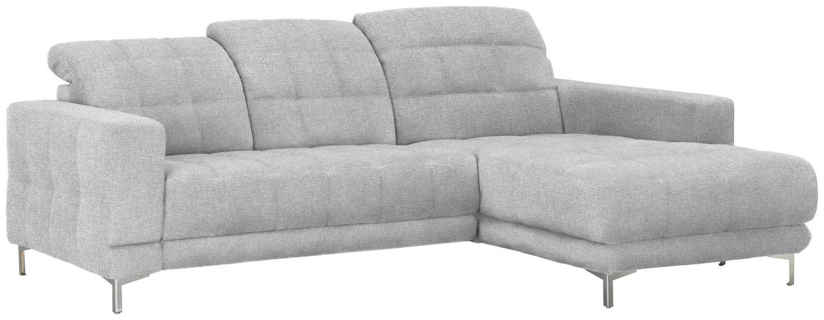 ECKSOFA in Webstoff Hellgrau  - Chromfarben/Hellgrau, Design, Textil/Metall (260/187cm) - Xora