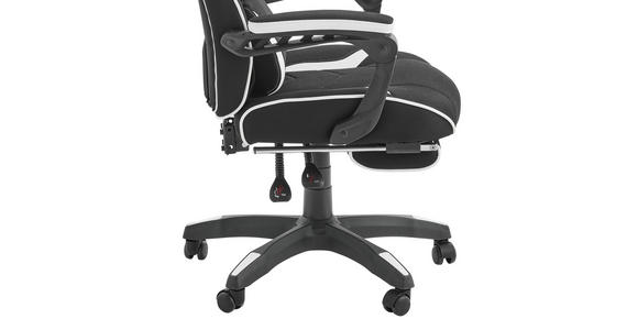 GAMINGSTUHL in Lederlook, Mikrofaser, Vliesstoff Schwarz, Weiß - Schwarz/Weiß, Design, Kunststoff/Textil (65/114/67cm) - Novel