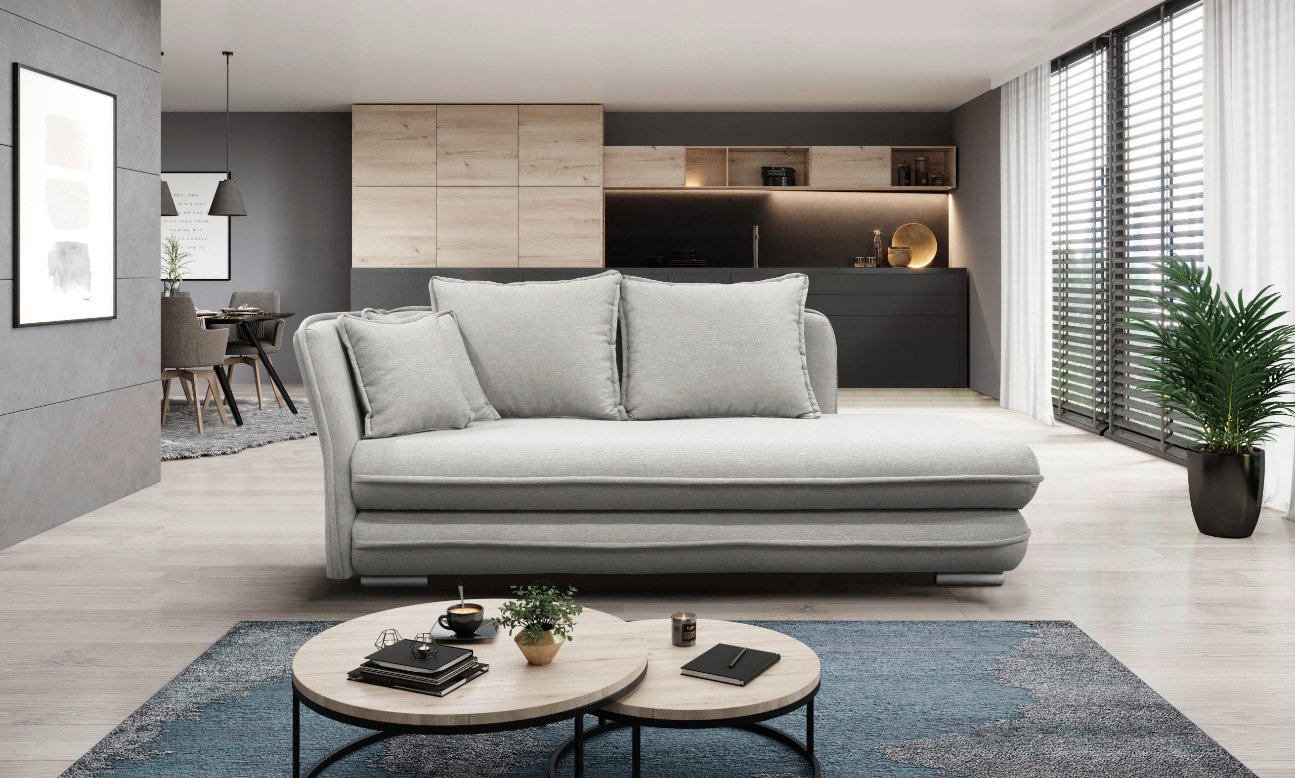 LIEGE Flachgewebe Beige  - Beige/Silberfarben, Design, Kunststoff/Textil (107/84/99/224cm) - MID.YOU