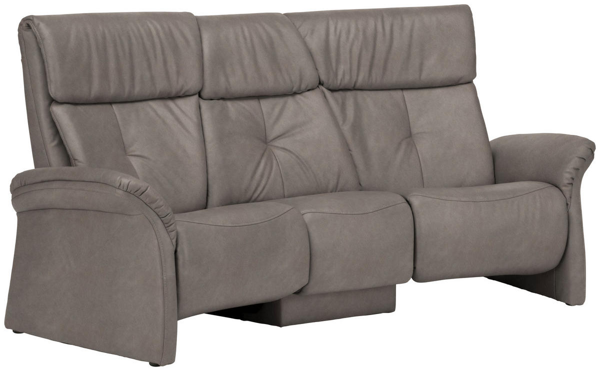 TRAPEZSOFA in Echtleder Graubraun  - Graubraun/Naturfarben, KONVENTIONELL, Leder/Holz (208/103/105cm) - Himolla Komfortklass