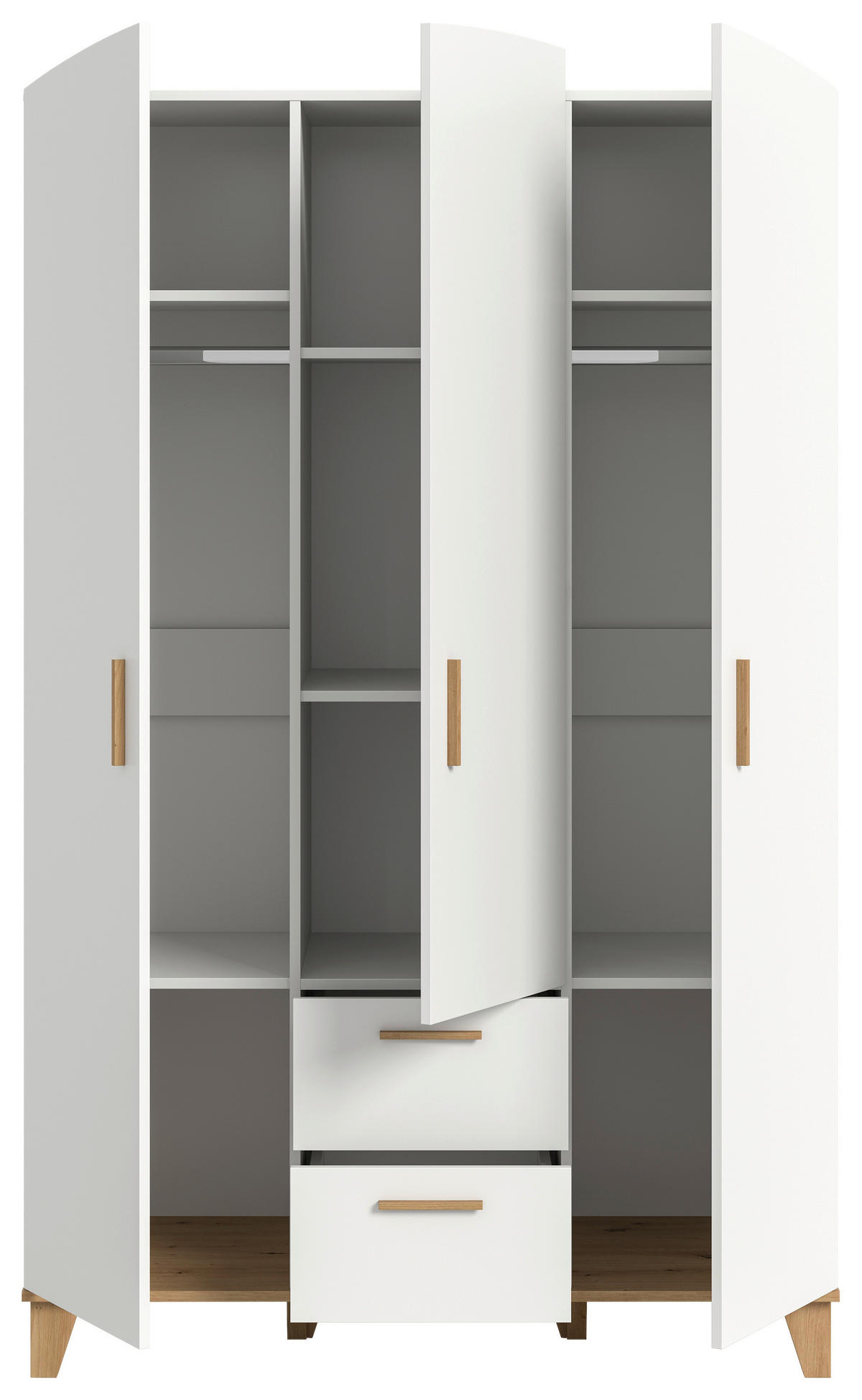 DREHTÜRENSCHRANK 122/198/51 cm,  in Weiß, Eiche Artisan, 3-türig  - Weiß/Eiche Artisan, ROMANTIK / LANDHAUS, Holzwerkstoff/Kunststoff (122/198/51cm) - Livetastic