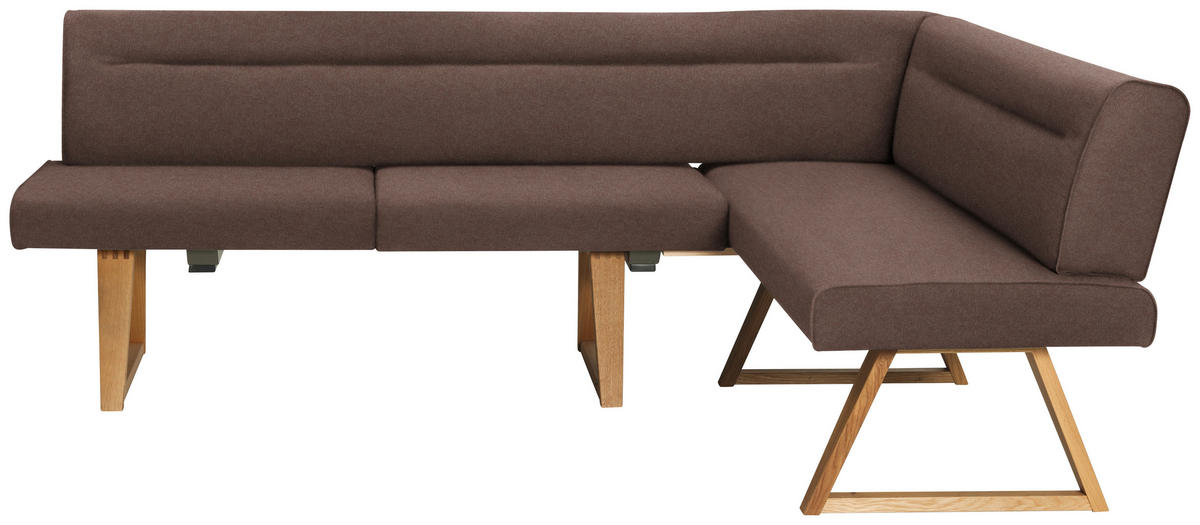 ECKBANK in Holz, Textil Braun, Eichefarben  - Eichefarben/Braun, Konventionell, Holz/Textil (230/170cm) - Moderano