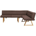 ECKBANK 230/170 cm Mikrofaser, Lederlook (vegan) Braun, Eichefarben Wildeiche massiv   - Eichefarben/Braun, KONVENTIONELL, Holz/Textil (230/170cm) - Moderano